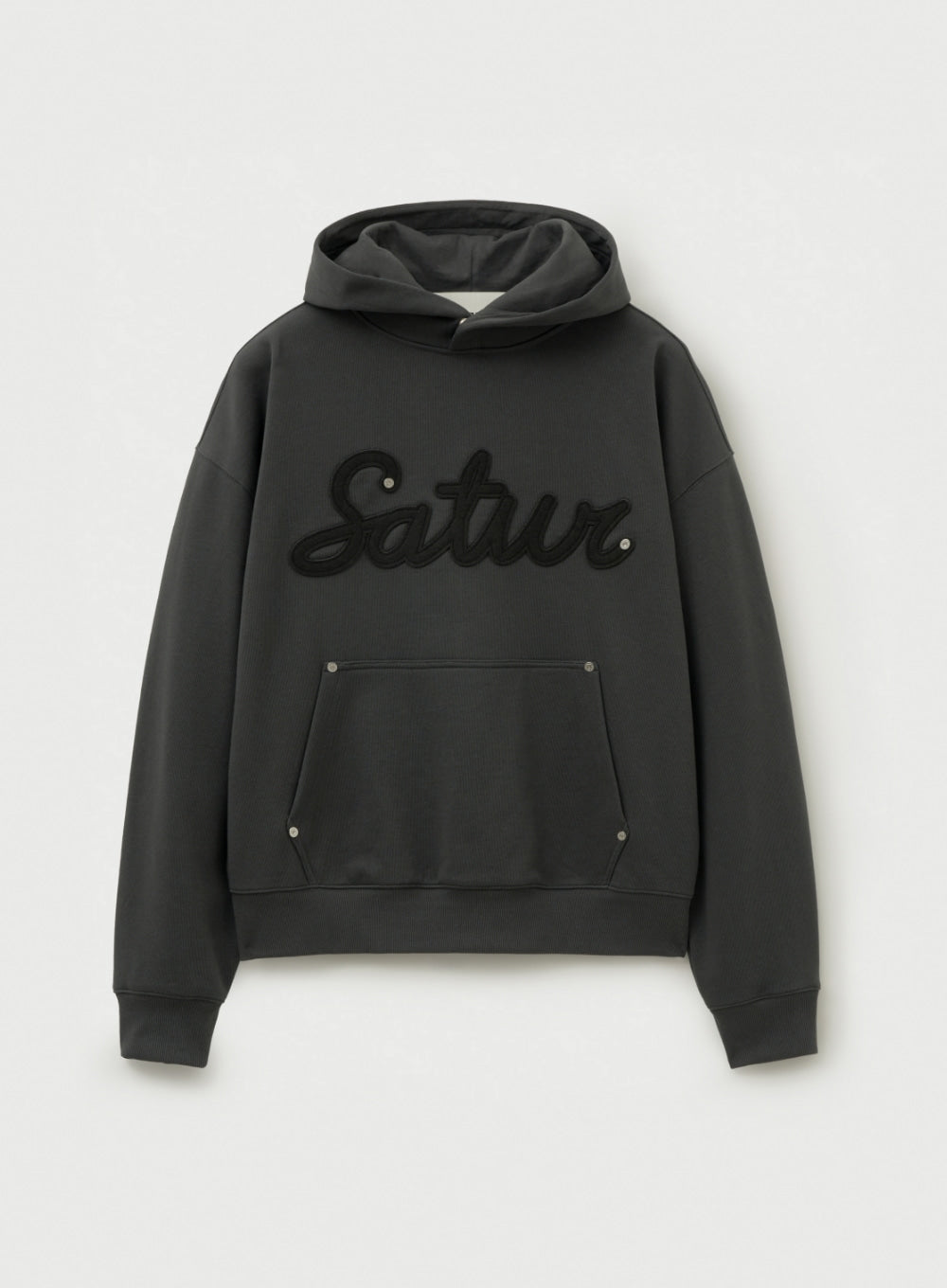 [satur] Lugo Applique Rivet Hoodie - Charcoal