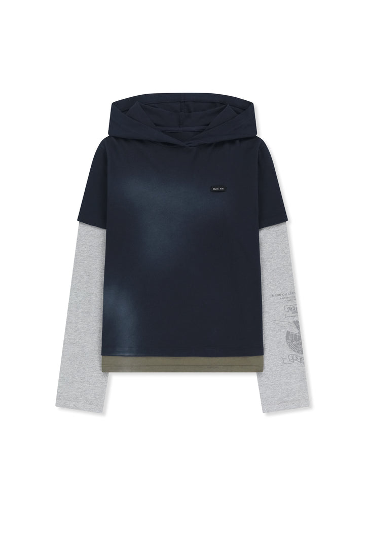 Matinkim Dust Washed Layered Hood Top IN Navy