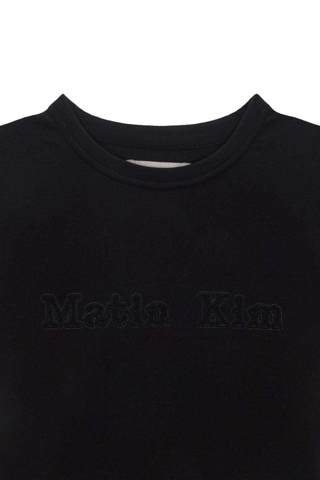 [matinkim] MATIN REVERSE PATCH LOGO CROP TOP IN BLACK