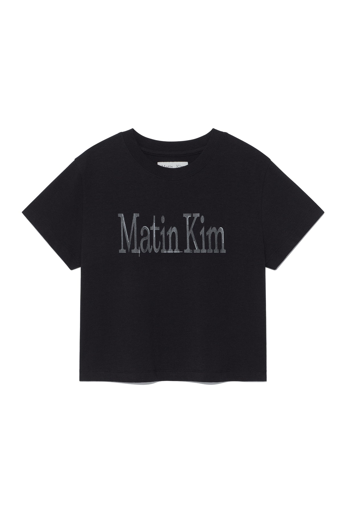 Matinkim Pattern Artwork Logo Crop Top IN Black