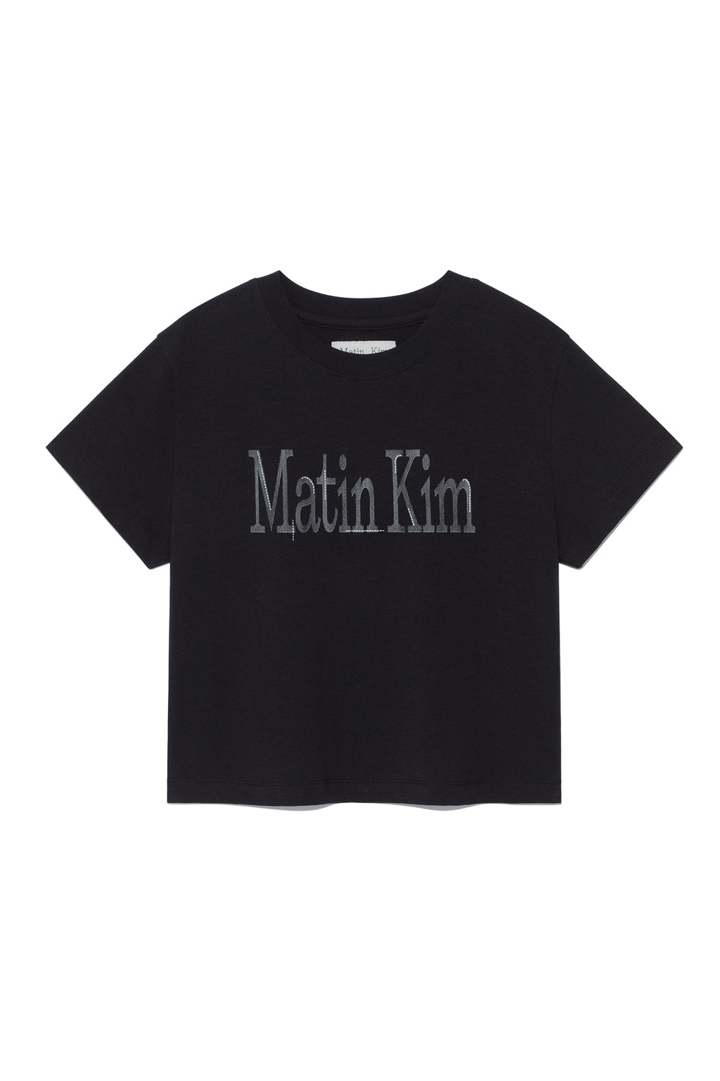 Matinkim Pattern Artwork Logo Crop Top IN Black