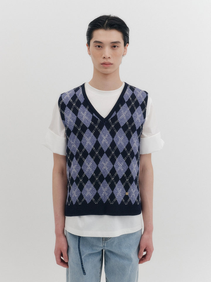 EENK Argyle Knitwear Vest - Navy