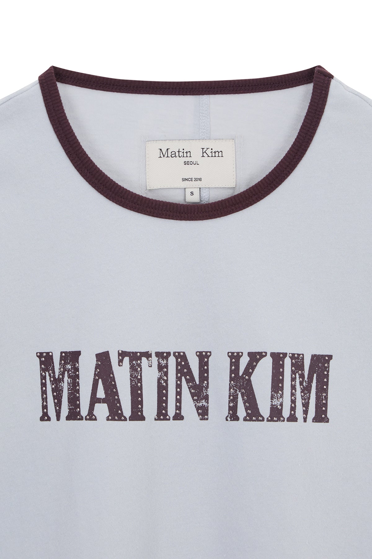 [matinkim] STUD LOGO RINGER TOP IN SMOKE BLUE