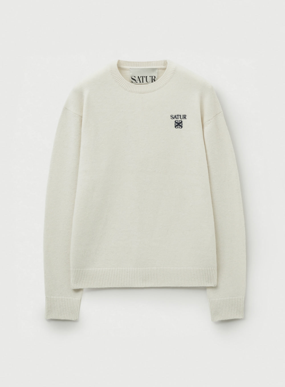 [satur] Loren Classic Logo Knit - White