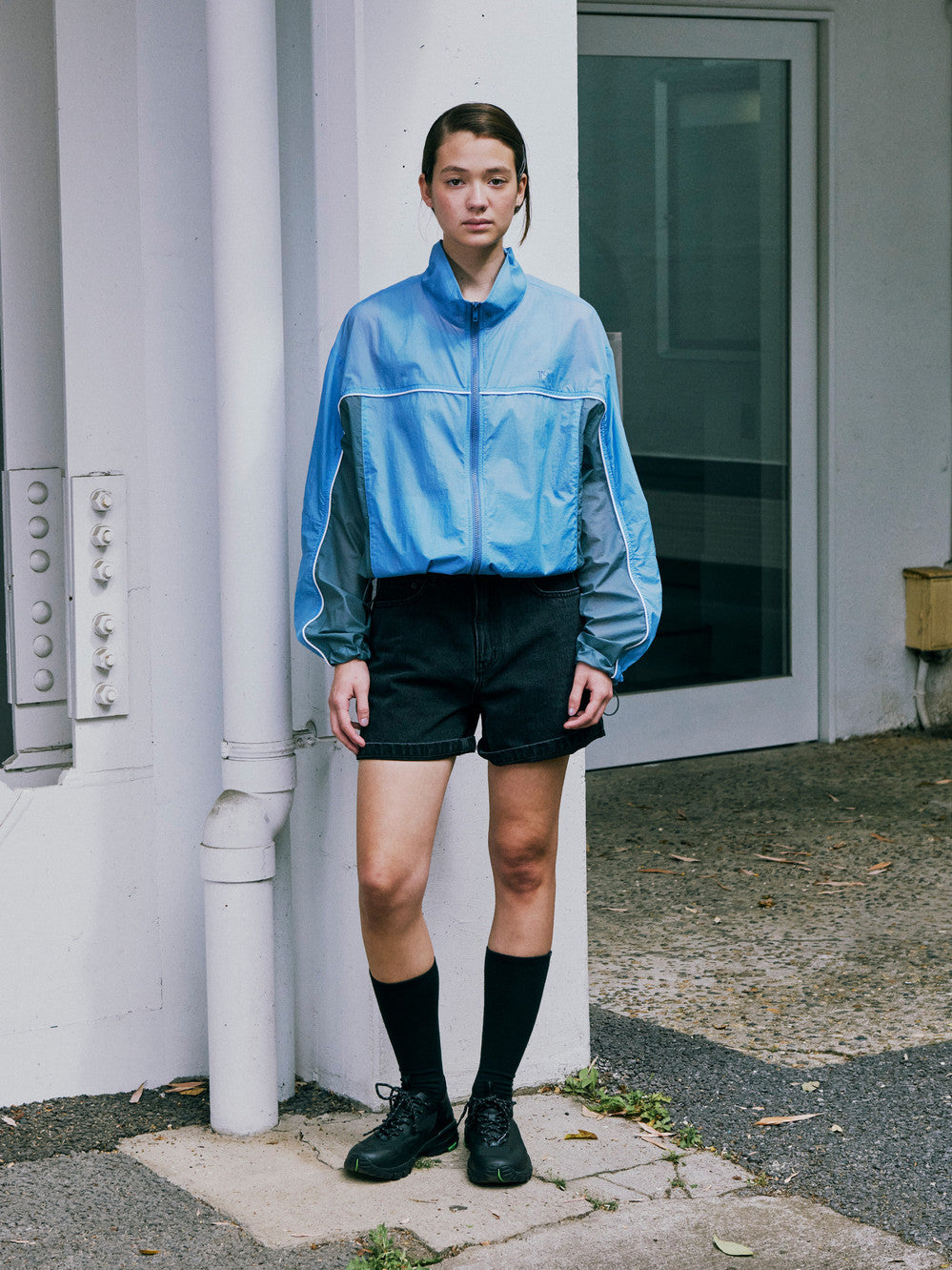 Low Classic Trimming Nylon Jacket - Blue