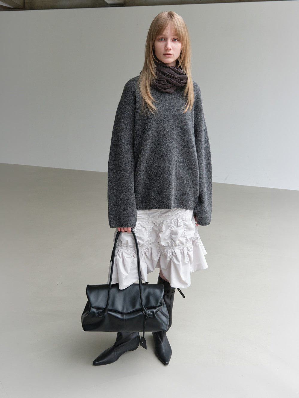 Low Classic Padded Shirring Skirts Greyish Cream