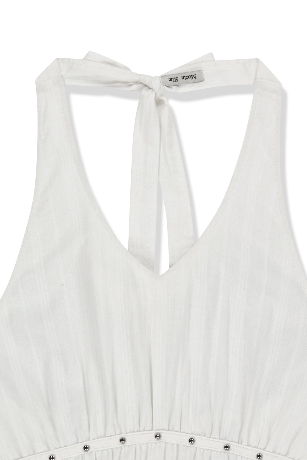 [matinkim] Halter Neck Shirring Blouse IN White