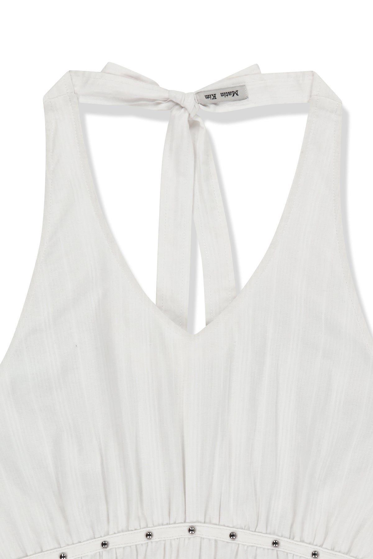 [matinkim] Halter Neck Shirring Blouse IN White