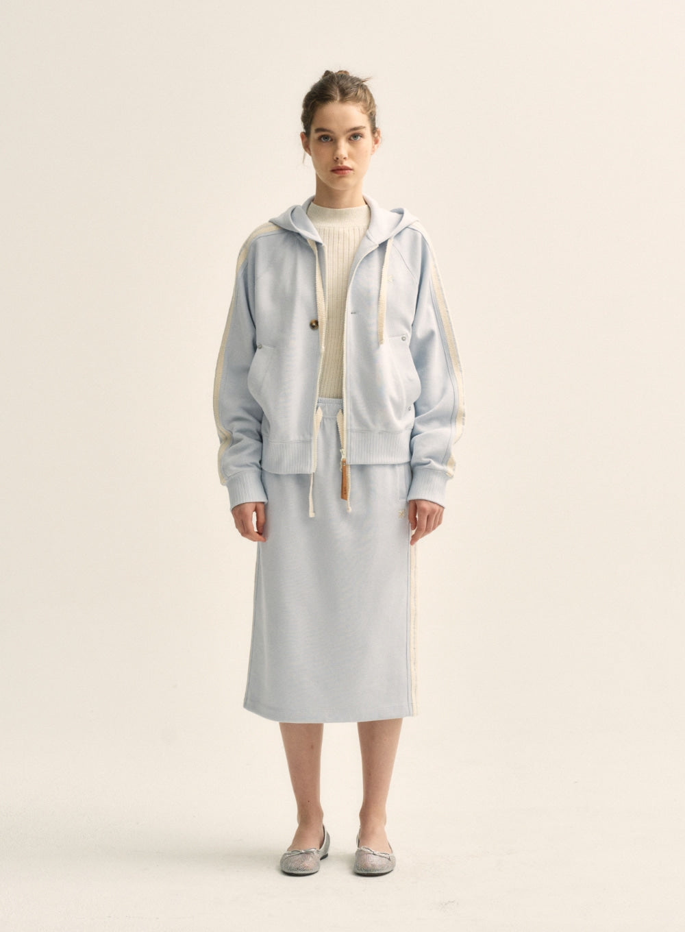 [satur] (W) Lawton Loose Fit Hood Zip-up - Sky Blue