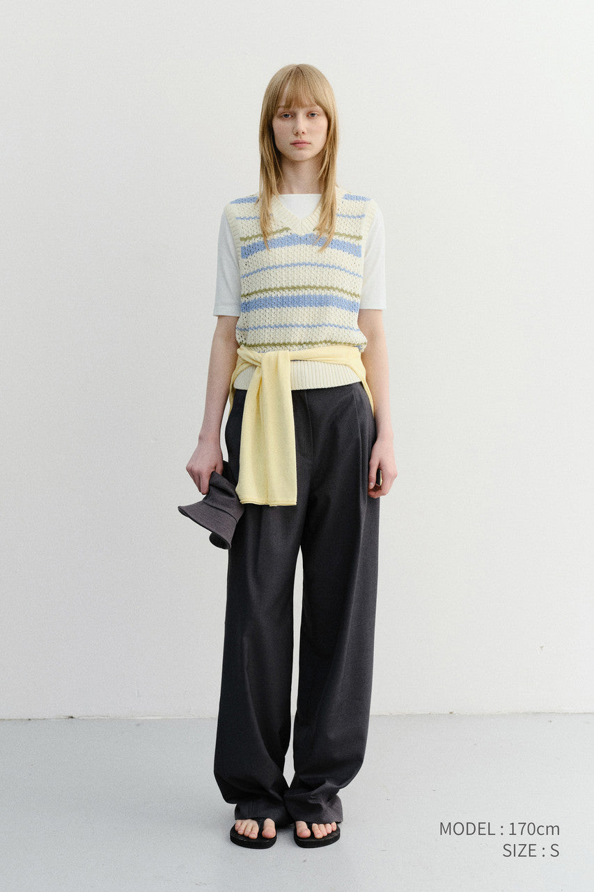 Dunst Summer Double Pleated Chino Slacks Charcoal Grey