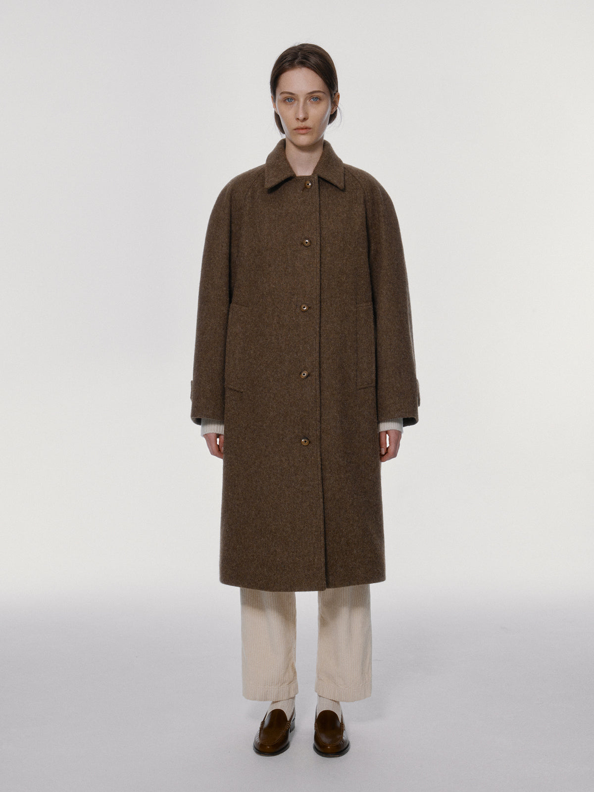 Nothing Written Wool balmacaan coat (Taupe)