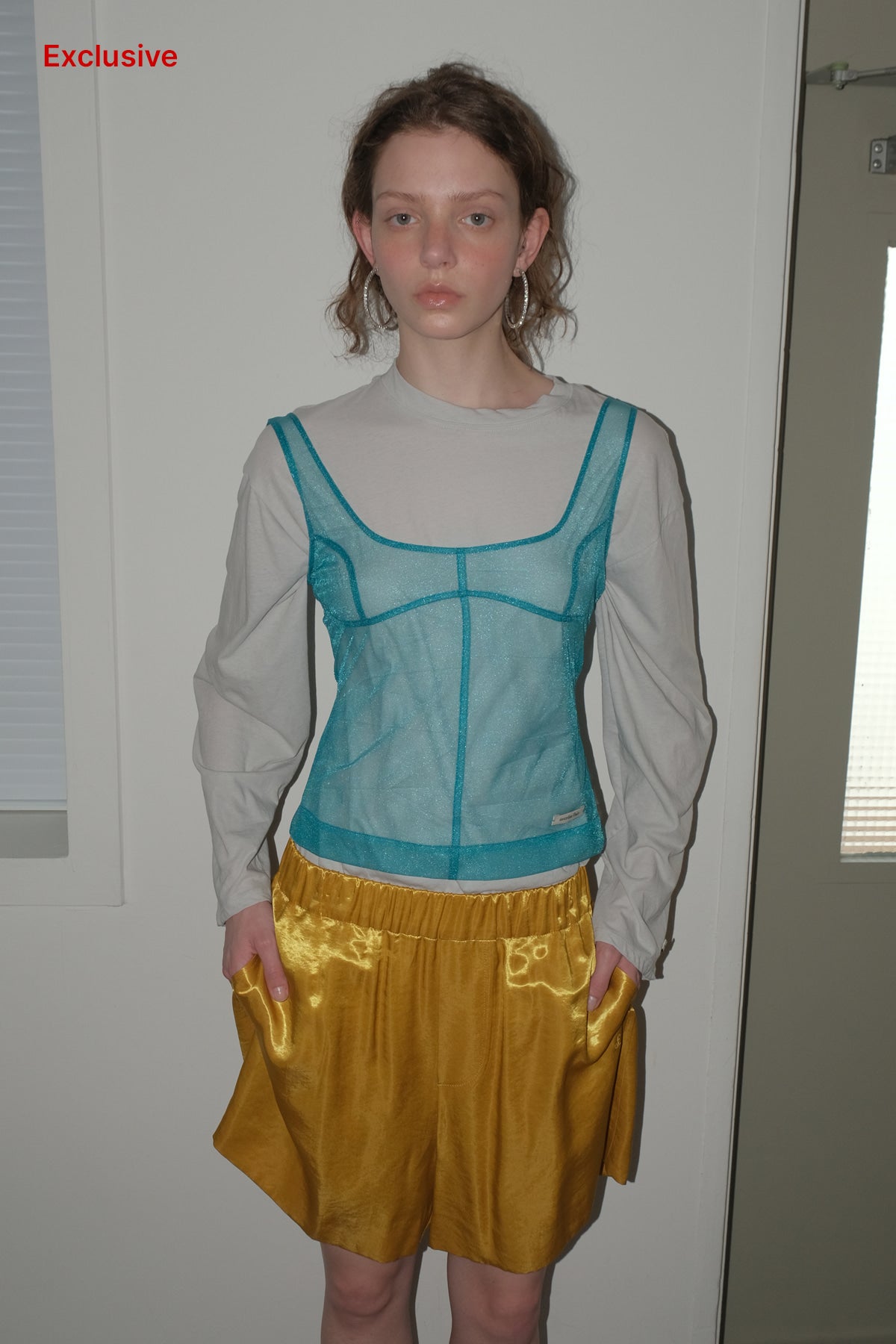 Overdueflair Texture Wide Half Pants Gold