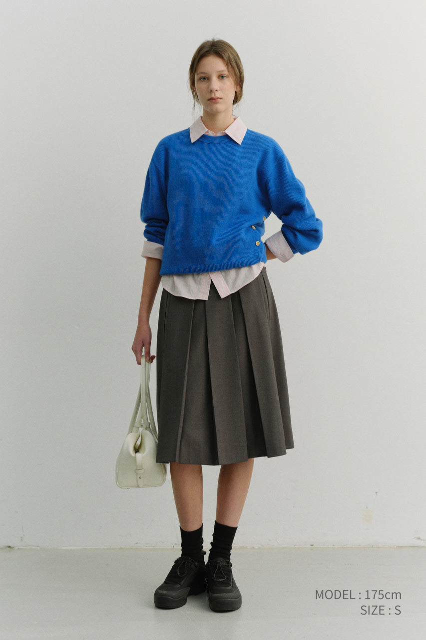 Dunst Unisex Buttoned Crewneck Sweater Blue