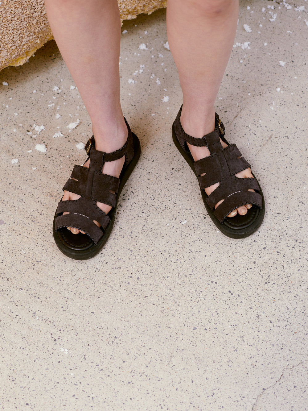 Low Classic Suede Stitch Fisherman Sandal Grey