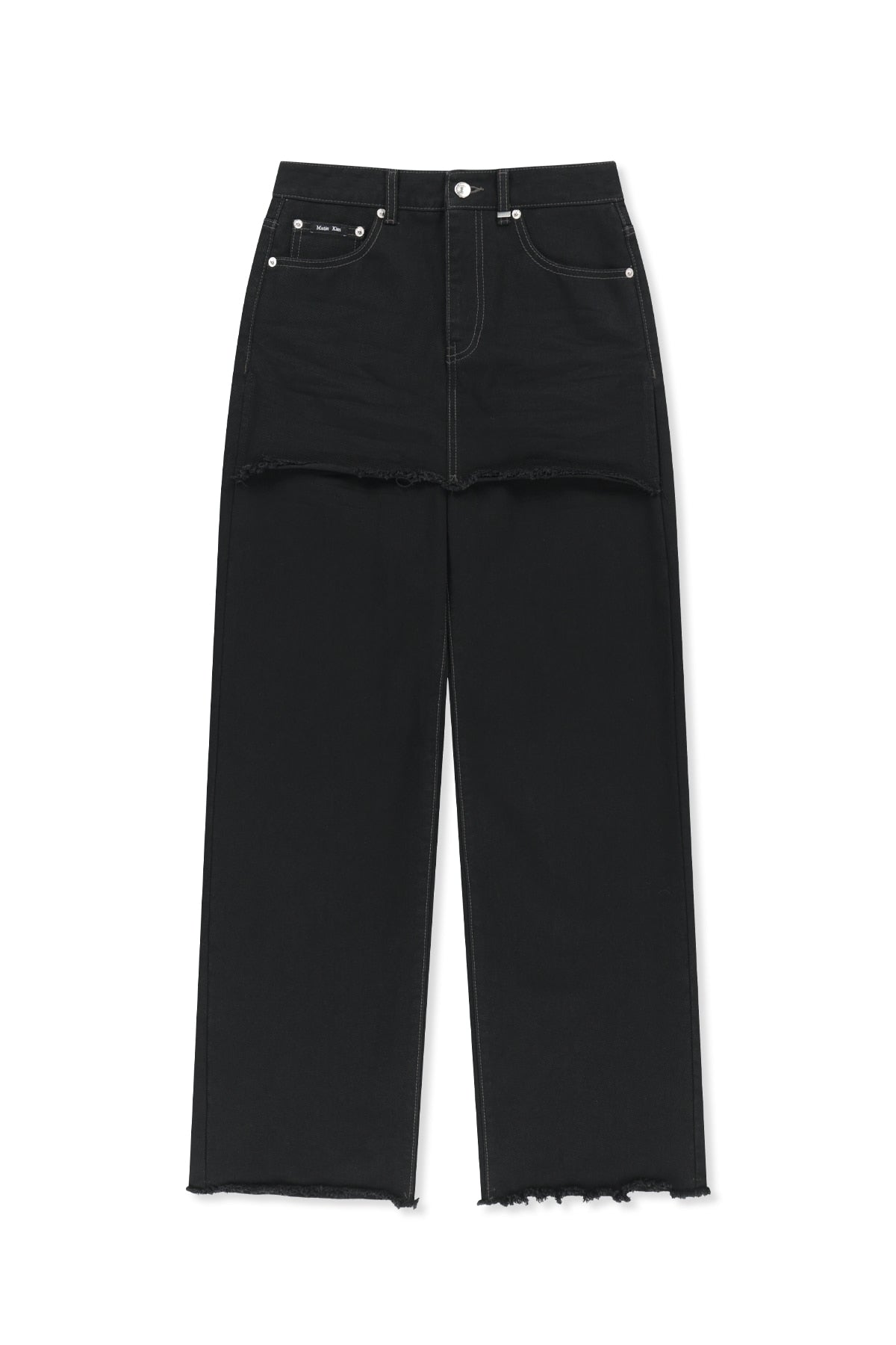 Matinkim Skirt Overlay Denim Pants IN Black