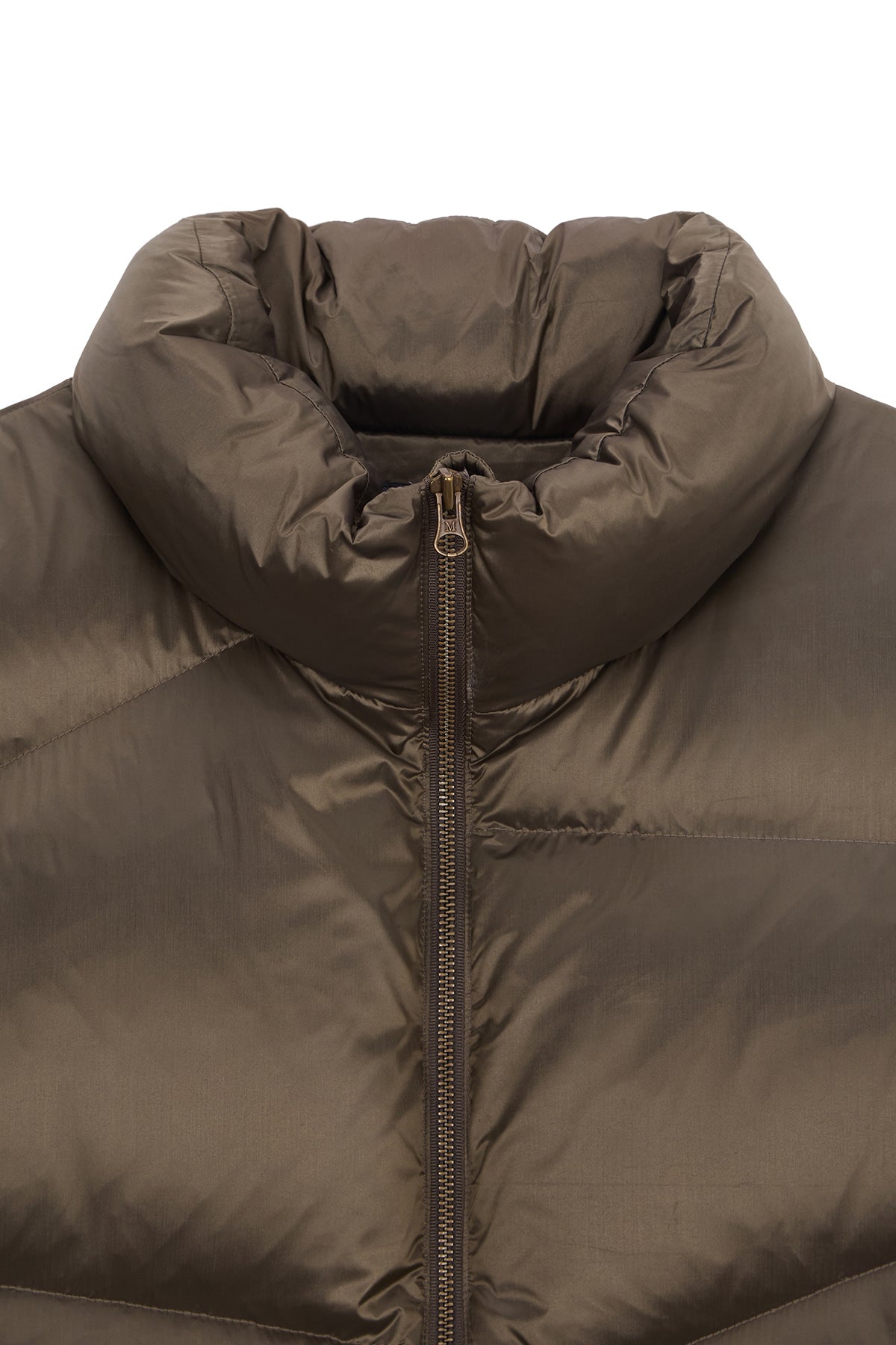 [matinkim] UNBALANCE QUILTED DOWN VEST FOR MEN IN KHAKI BROWN