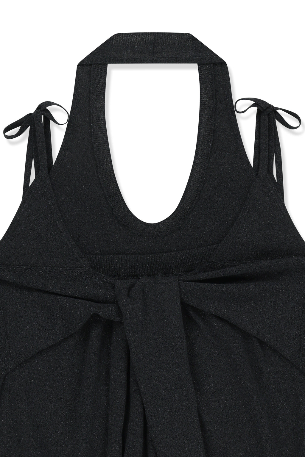 [matinkim] Layered Tie Halter Neck Knit Top IN Black