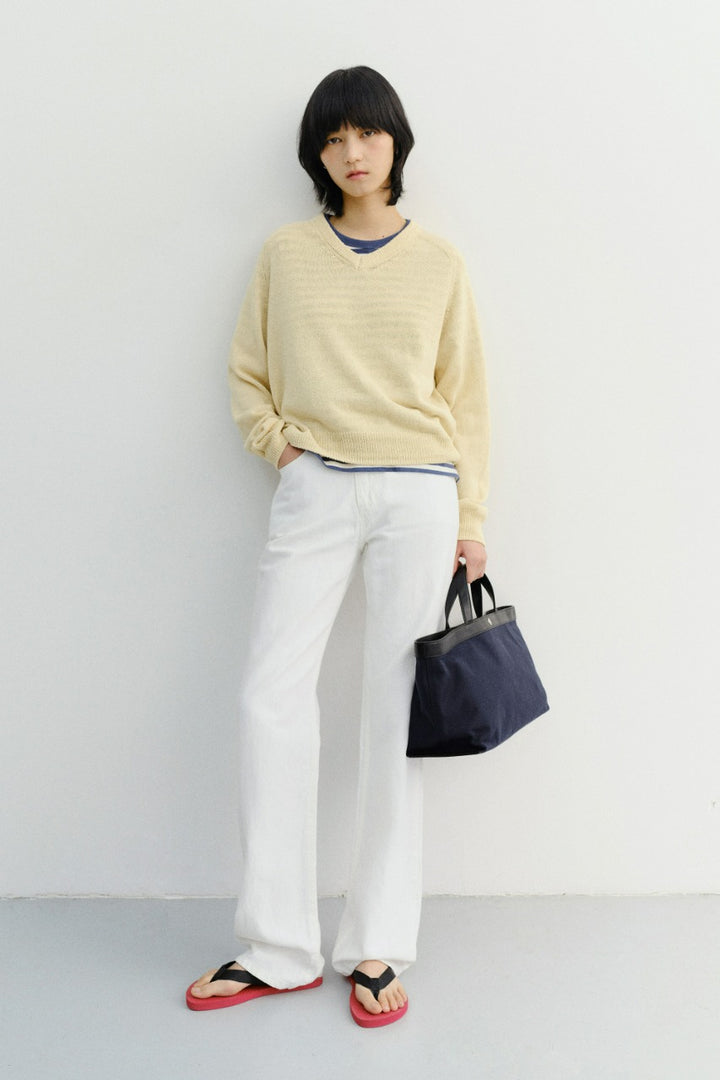 Dunst Relaxed Summer Denim Pants Off White