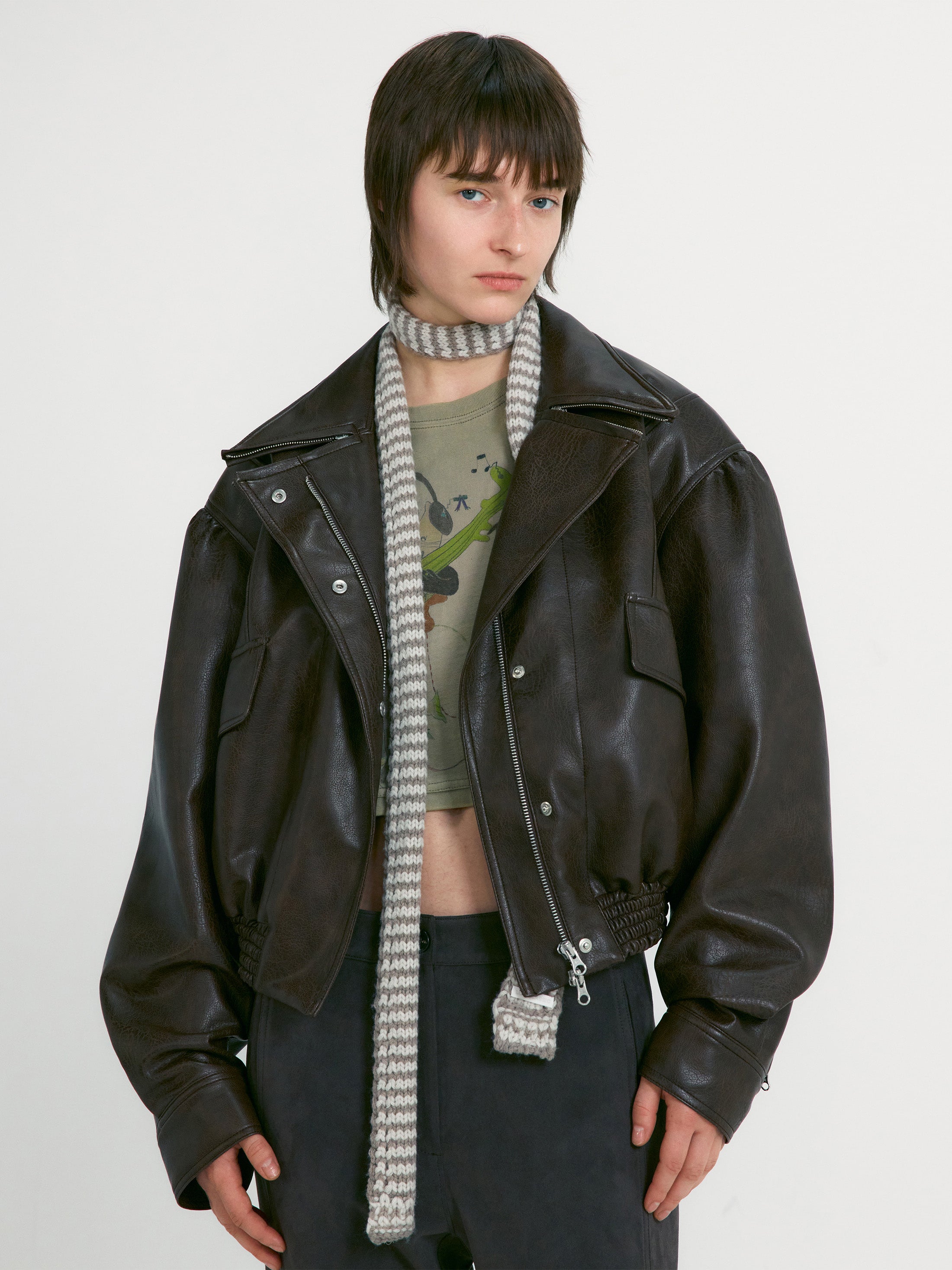 [low_classic] Leather Short Jacket
Brown