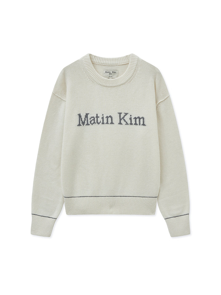 Matinkim Color Trim Line Logo Pullover IN Ivory