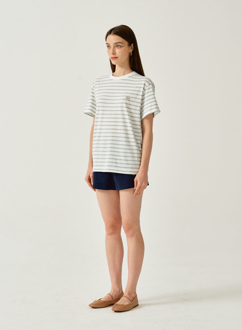 [satur] (W) All Day Basic Stripe T-Shirt - Mint