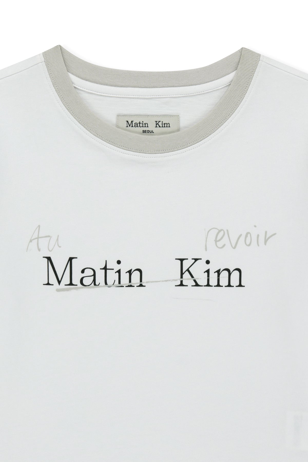 [matinkim] Tonal Rib Logo Crop Top IN White