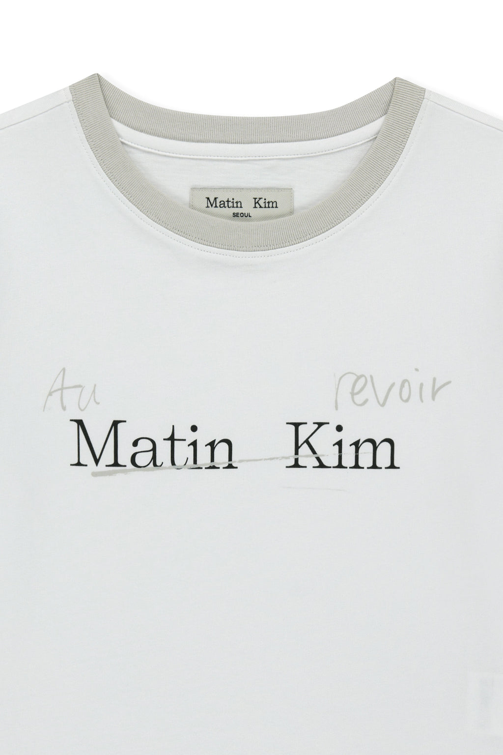[matinkim] Tonal Rib Logo Crop Top IN White