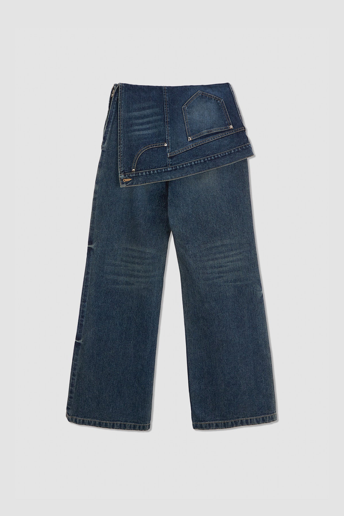 Matinkim Upside Down Layered Denim Pants IN Smoke Blue