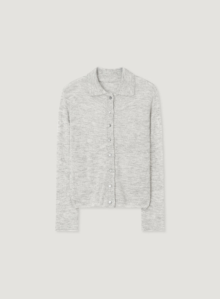 Mango Maniplease Ria Collar Cardigan Light Grey