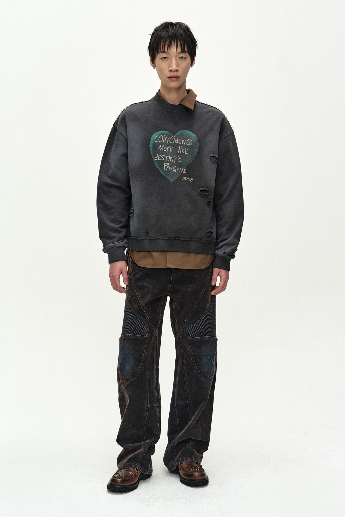 Andersson Bell (Essential) Unisex Spray Washed Heart Message Sweatshirt