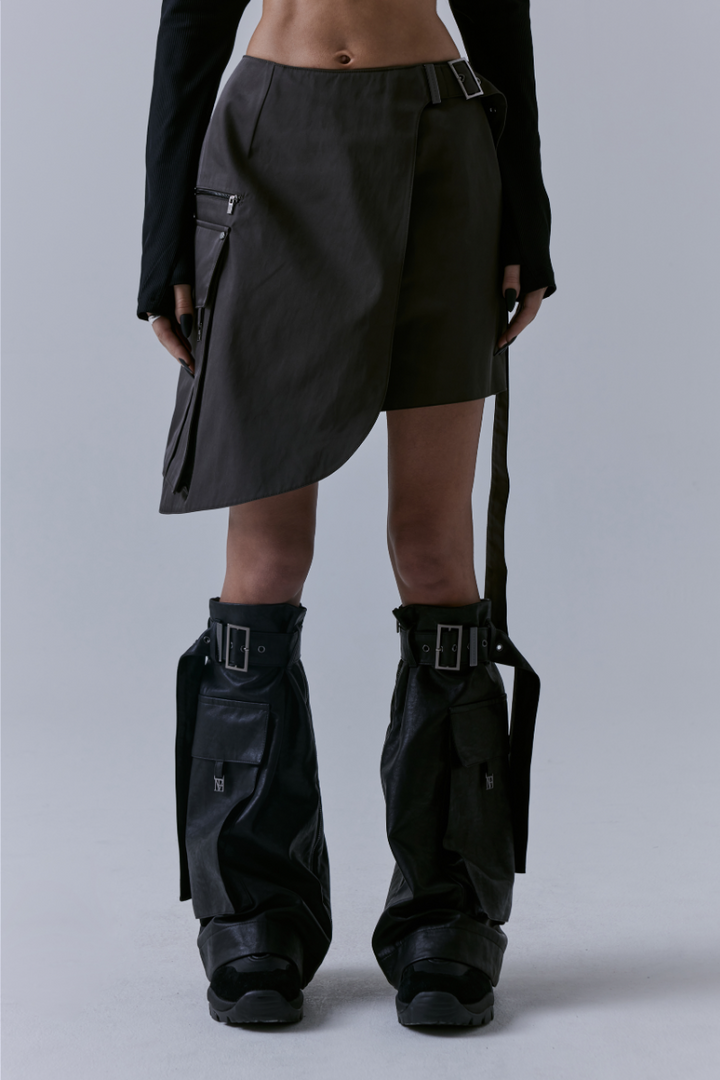 Treemingbird Cargo Layered Mini Skirt Charcoal