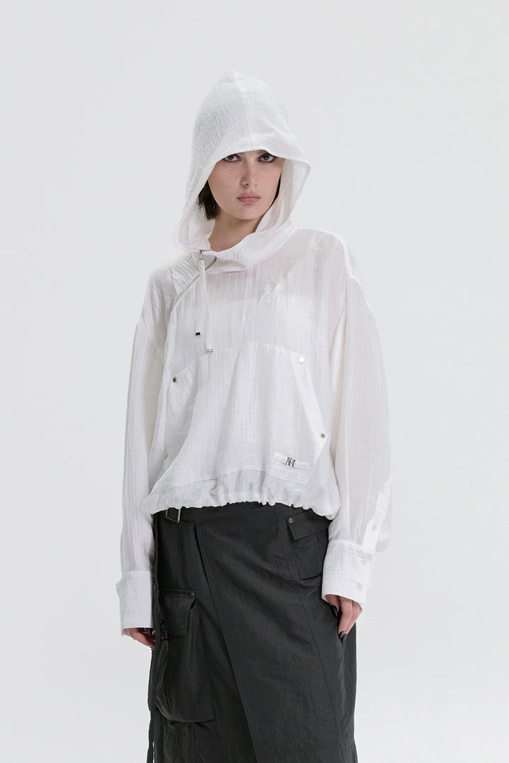Treemingbird Crinkle Zipper Anorak White