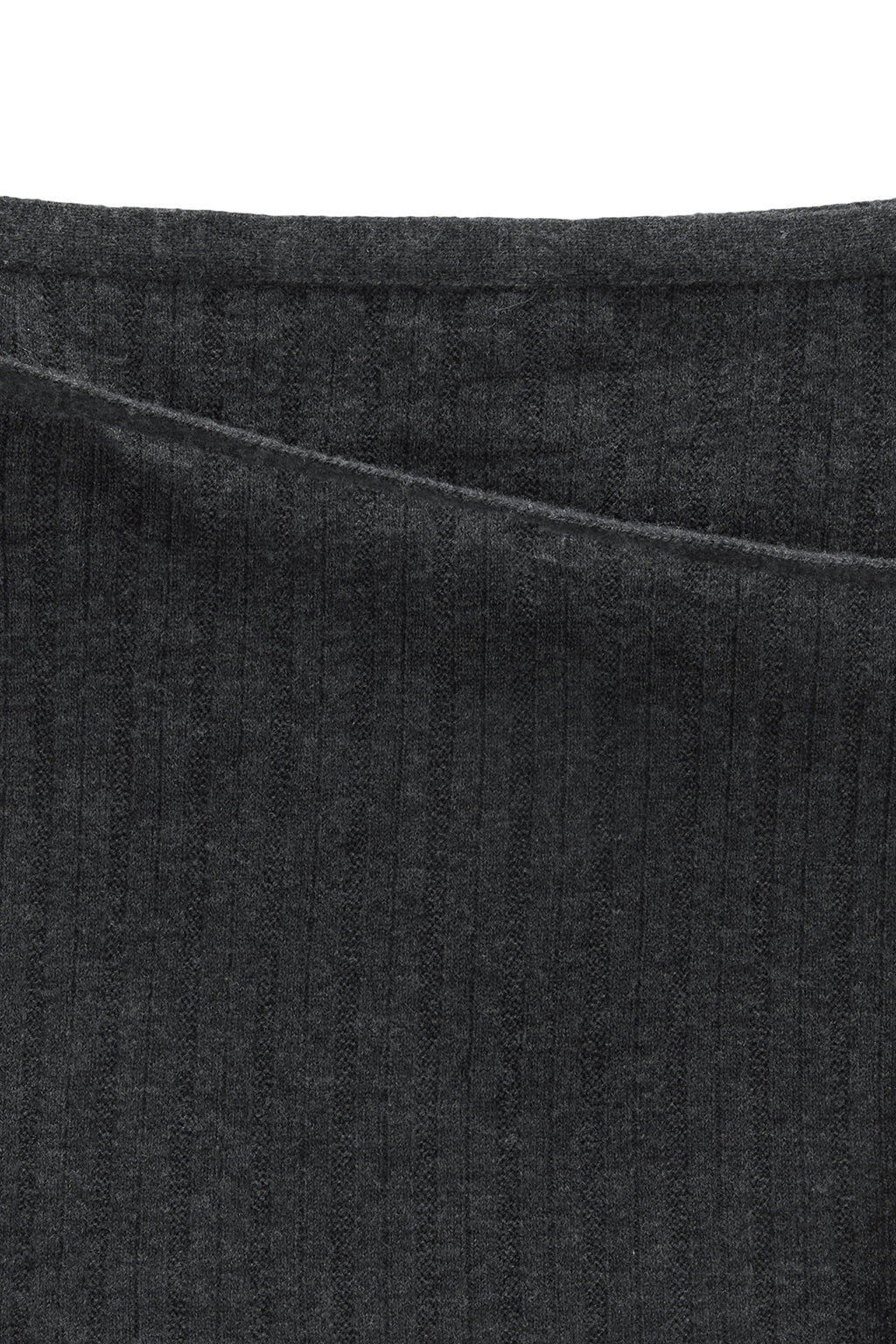 [matinkim] LAYERED KNIT STRING WRAP SKIRT IN CHARCOAL