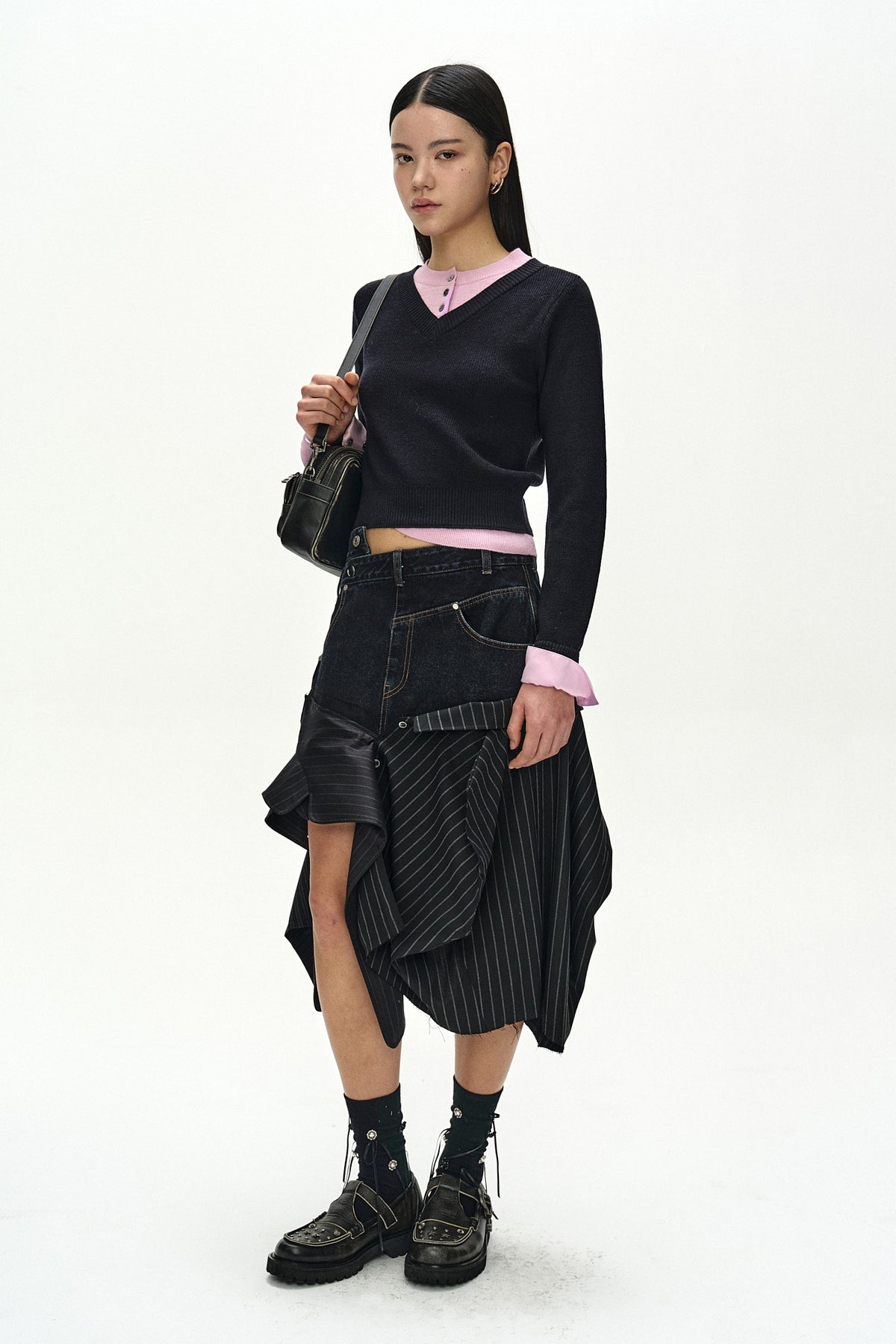 Andersson Bell Layered Shirt Cuff Knit Top
