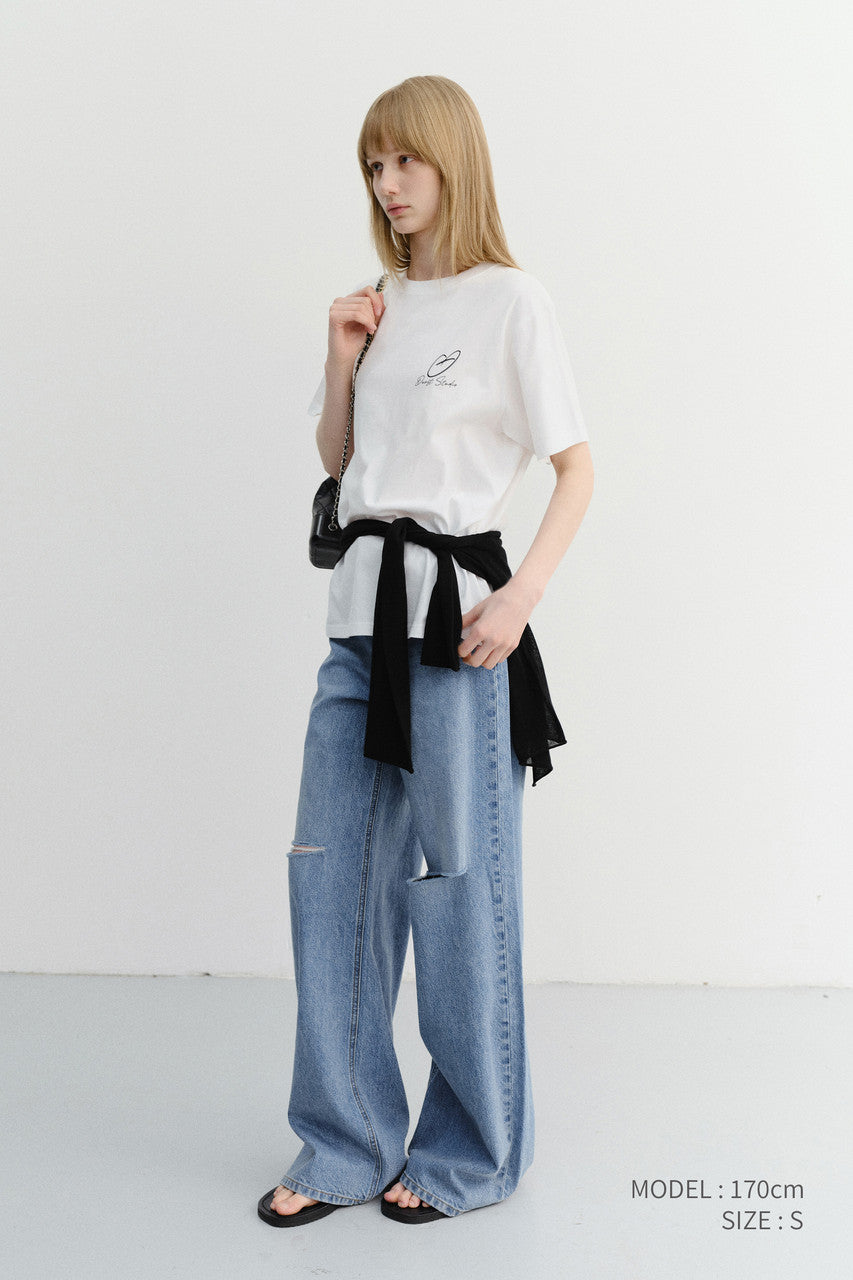 Dunst Damaged Wide Jeans Classic Blue