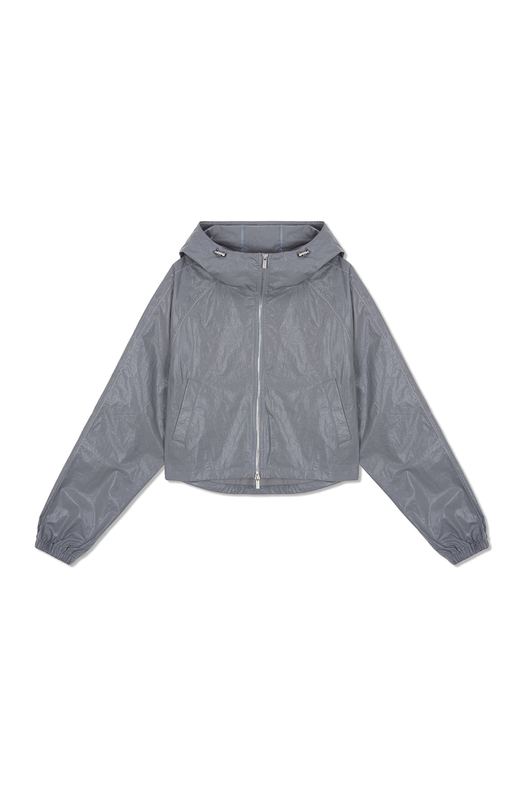 [matinkim] Matin Crop Hoody Coating Jumper IN Dark Grey