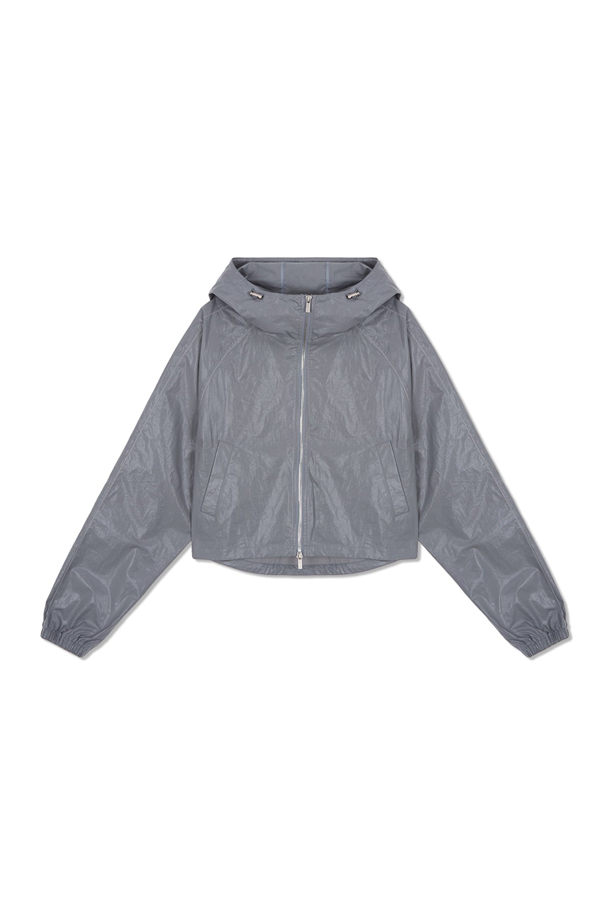 [matinkim] Matin Crop Hoody Coating Jumper IN Dark Grey