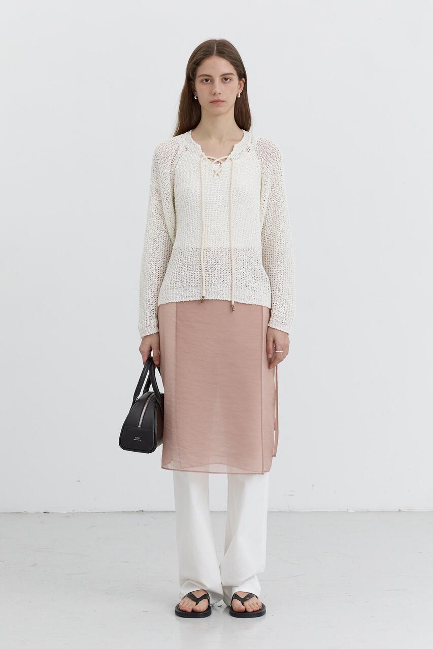 Dunst Organza Layering Long Skirt Salmon Beige