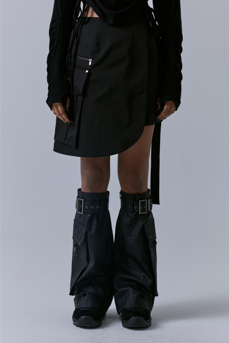 Treemingbird Cargo Layered Mini Skirt Black