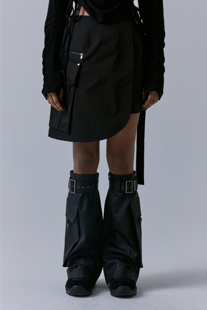Treemingbird Cargo Layered Mini Skirt Black