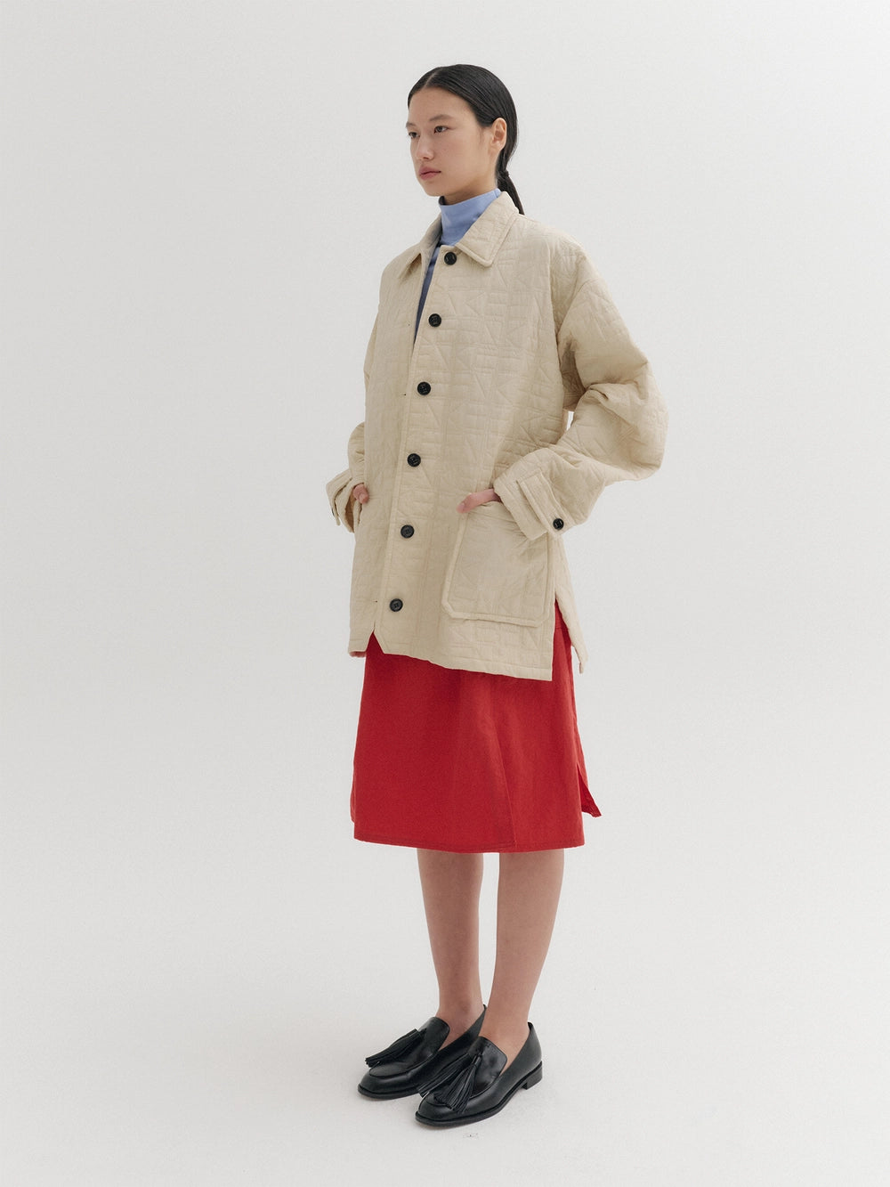 EENK Pocket A-Line Skirt - Red