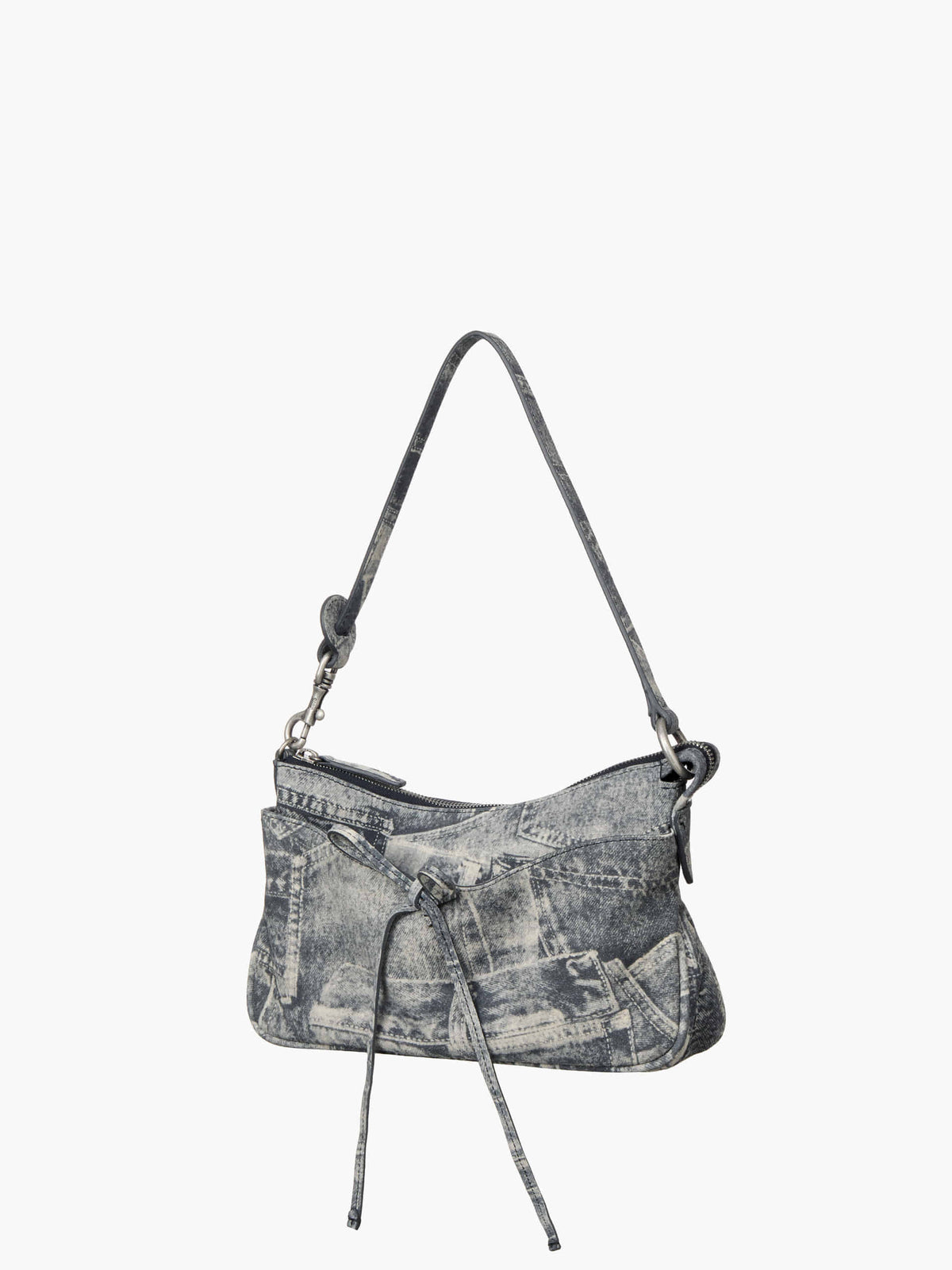 Margesherwood Ribbon Pochette light grey printed suede