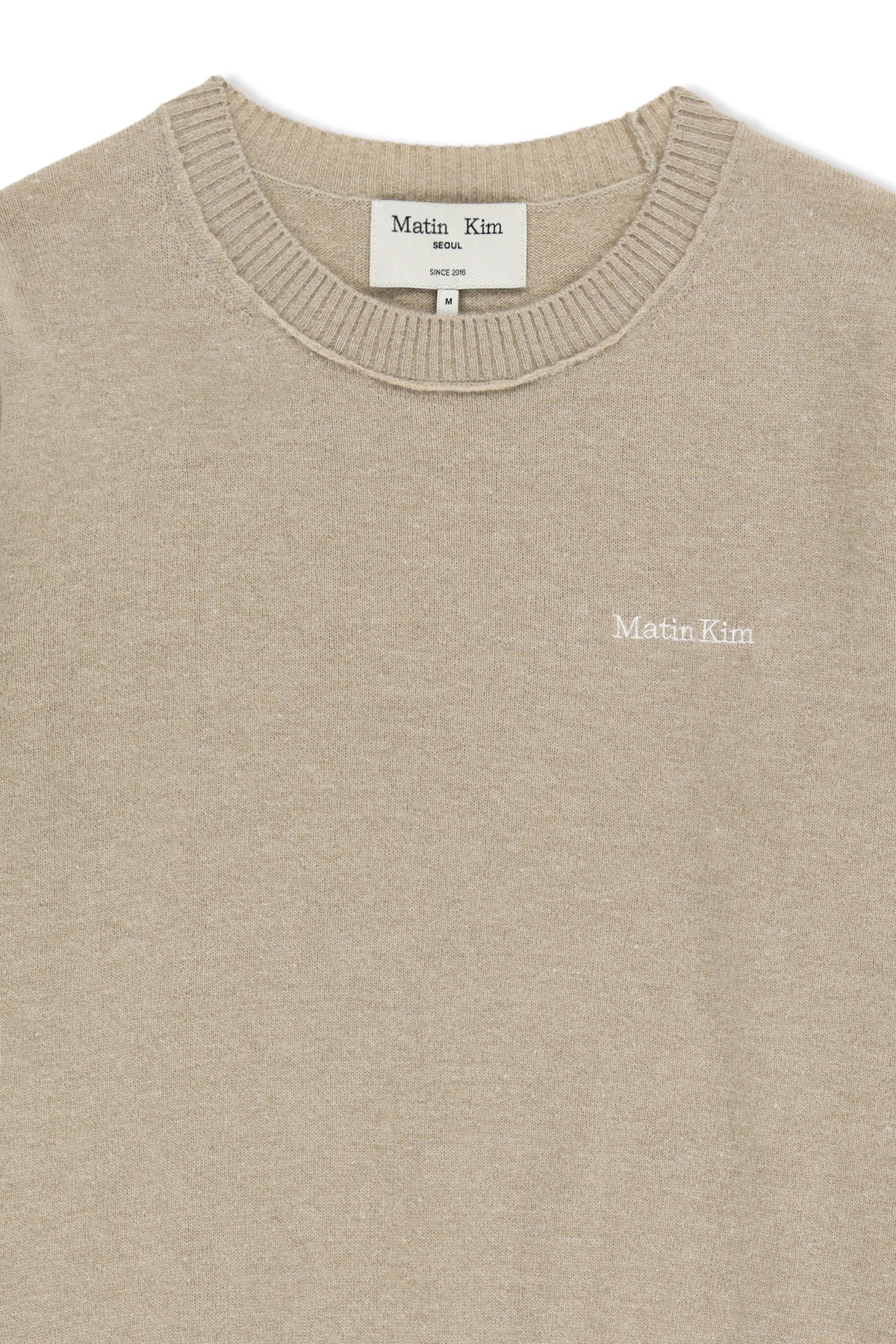 Matinkim Cashmere Blended Two Tone Knit Pullover IN Beige