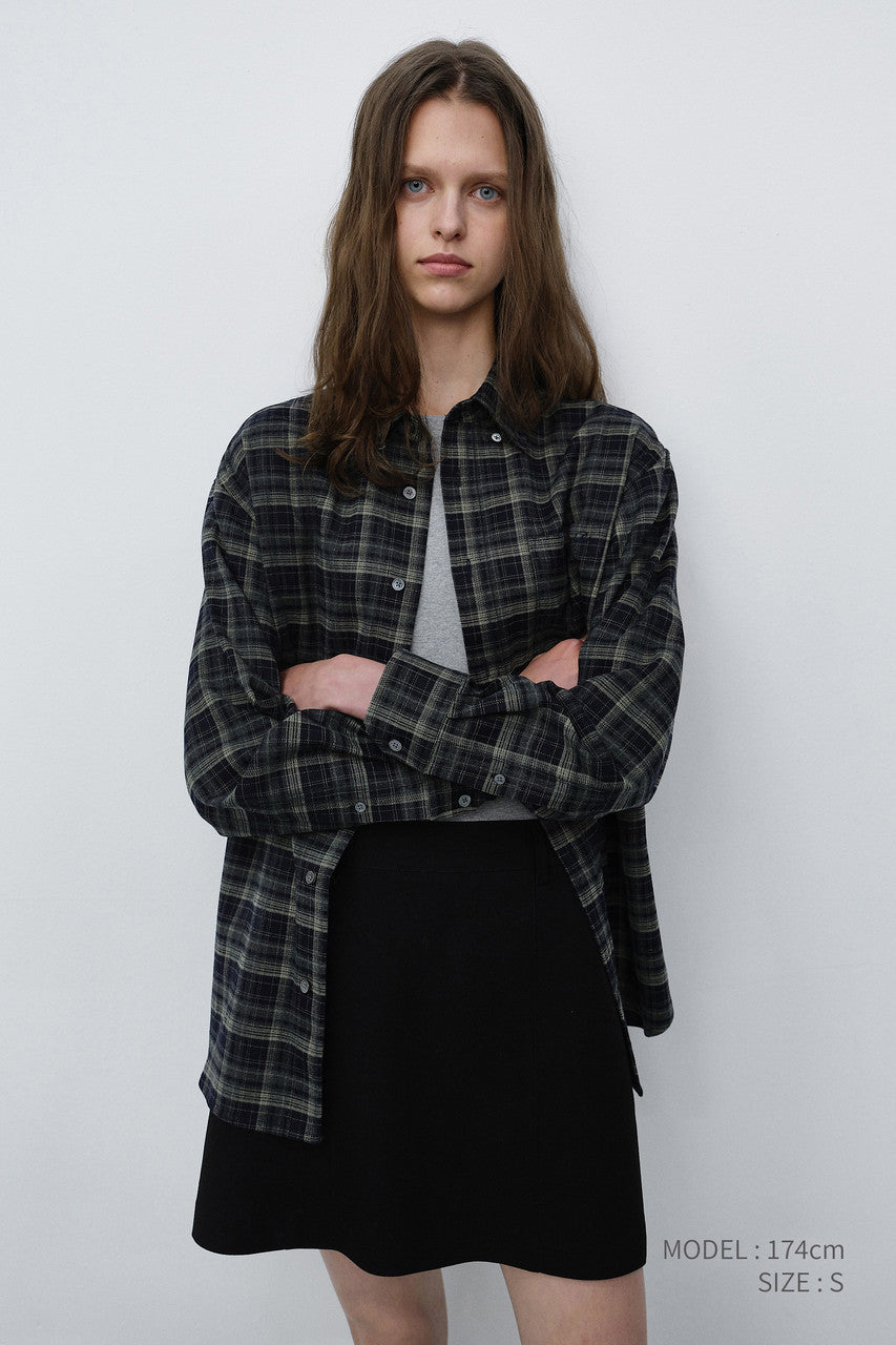 Dunst Unisex Checked Flannel BD Shirt Navy Grey