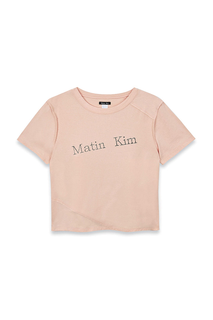 Matinkim Diagonal Logo Reversible Crop Top IN Light Orange