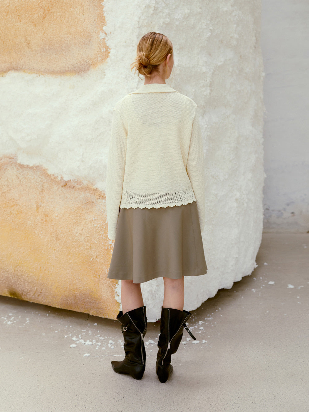 Low Classic Crochet Knit Shirt Cream