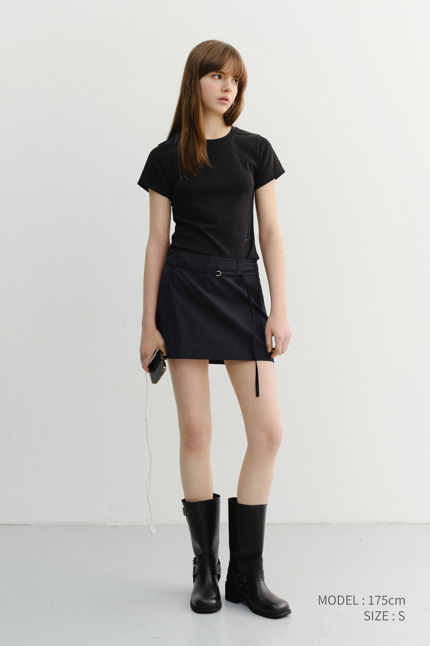 Dunst Belted Mini Skirt Deep Navy