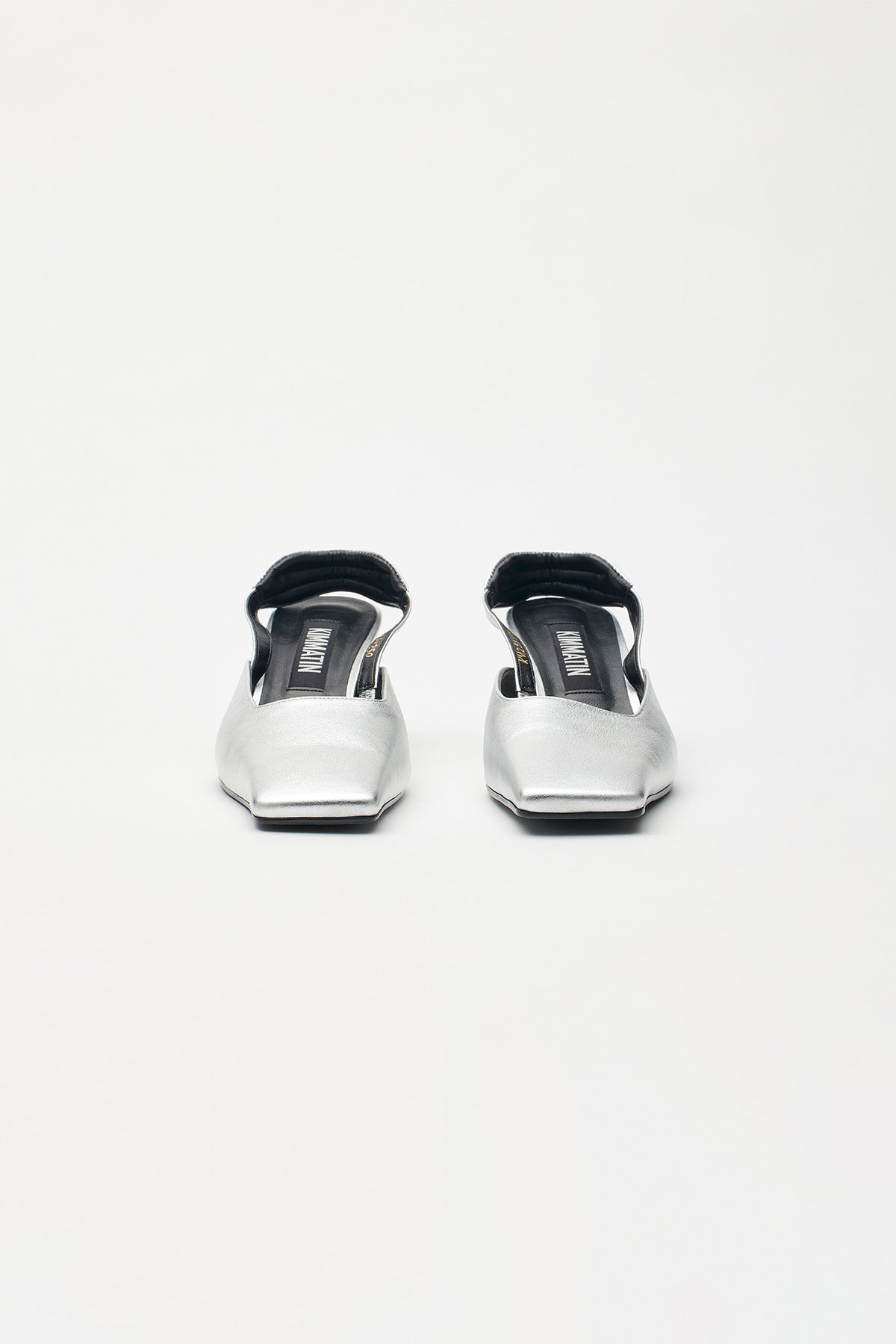 Matinkim Square Toe Sling Back Heels IN Silver