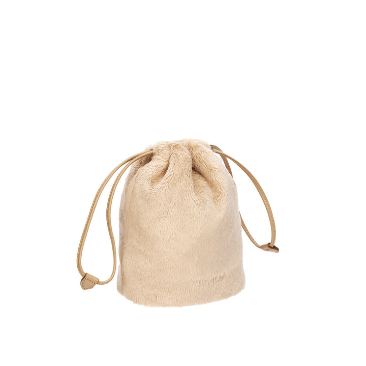 Vunque Perfec Drawstring Fur Pouch Beige