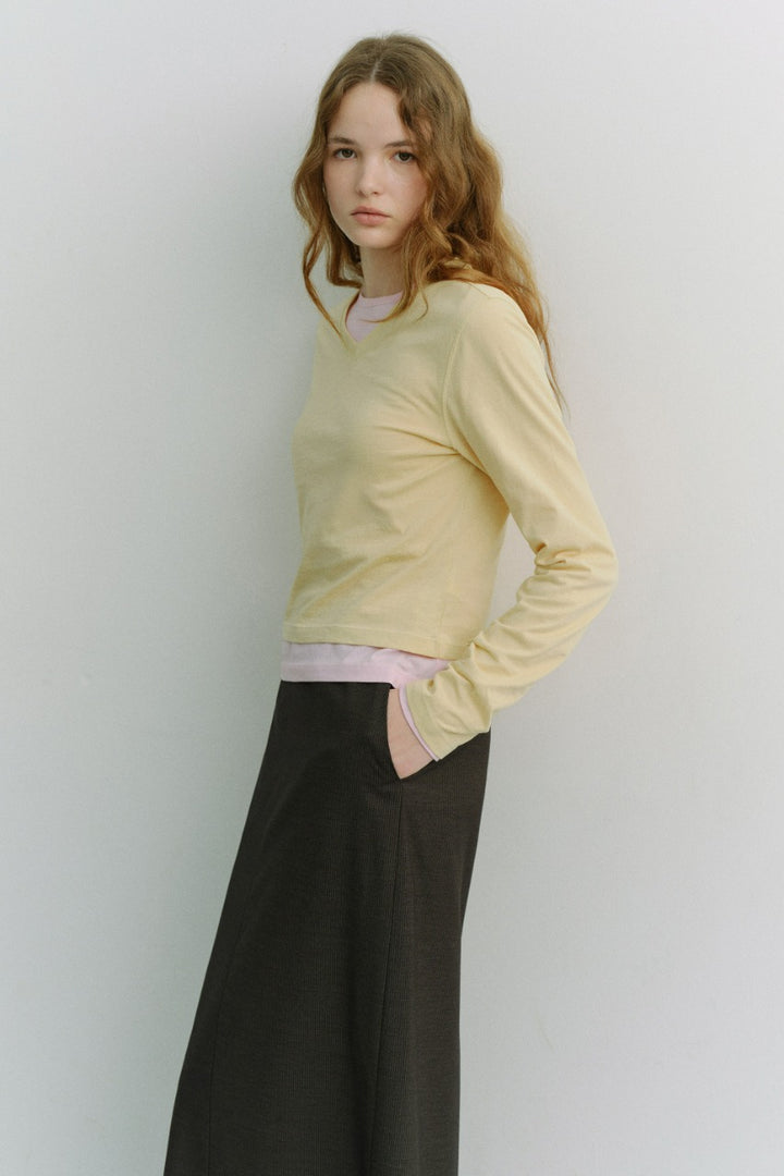 Dunst Essential Petit V-Neck T-Shirt Butter